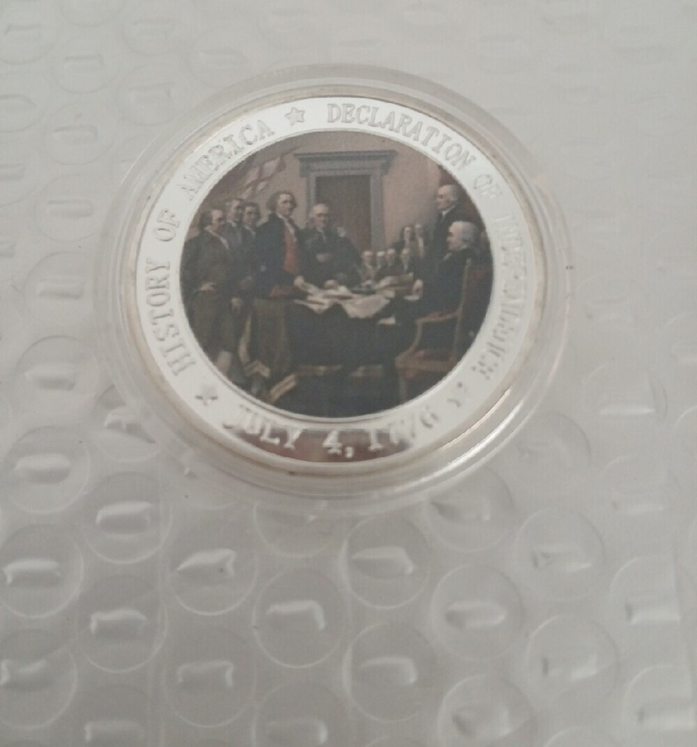 Commemorative July 4, 1776 Silver-Tone Collectible Coin - Picture 2 of 6